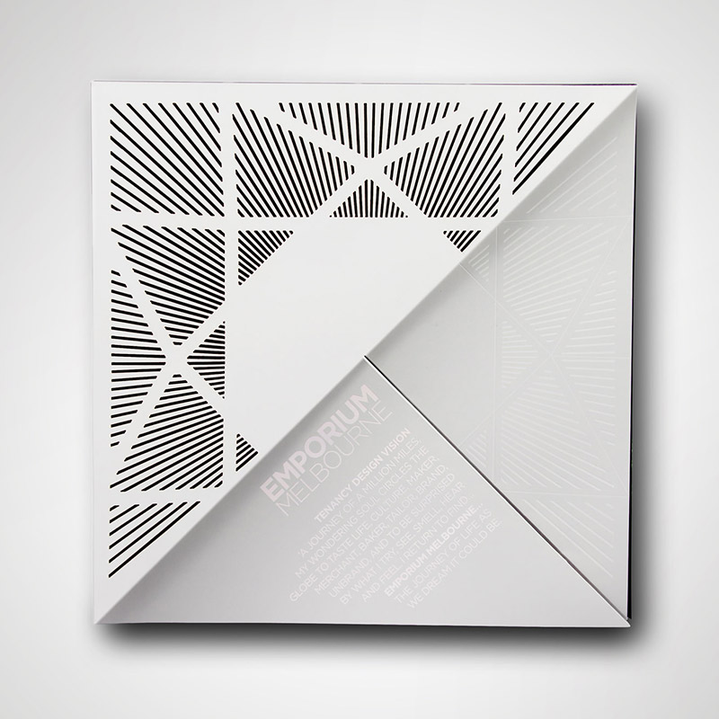 Creative origami brochure design for Emporium Melbourne shopping centre