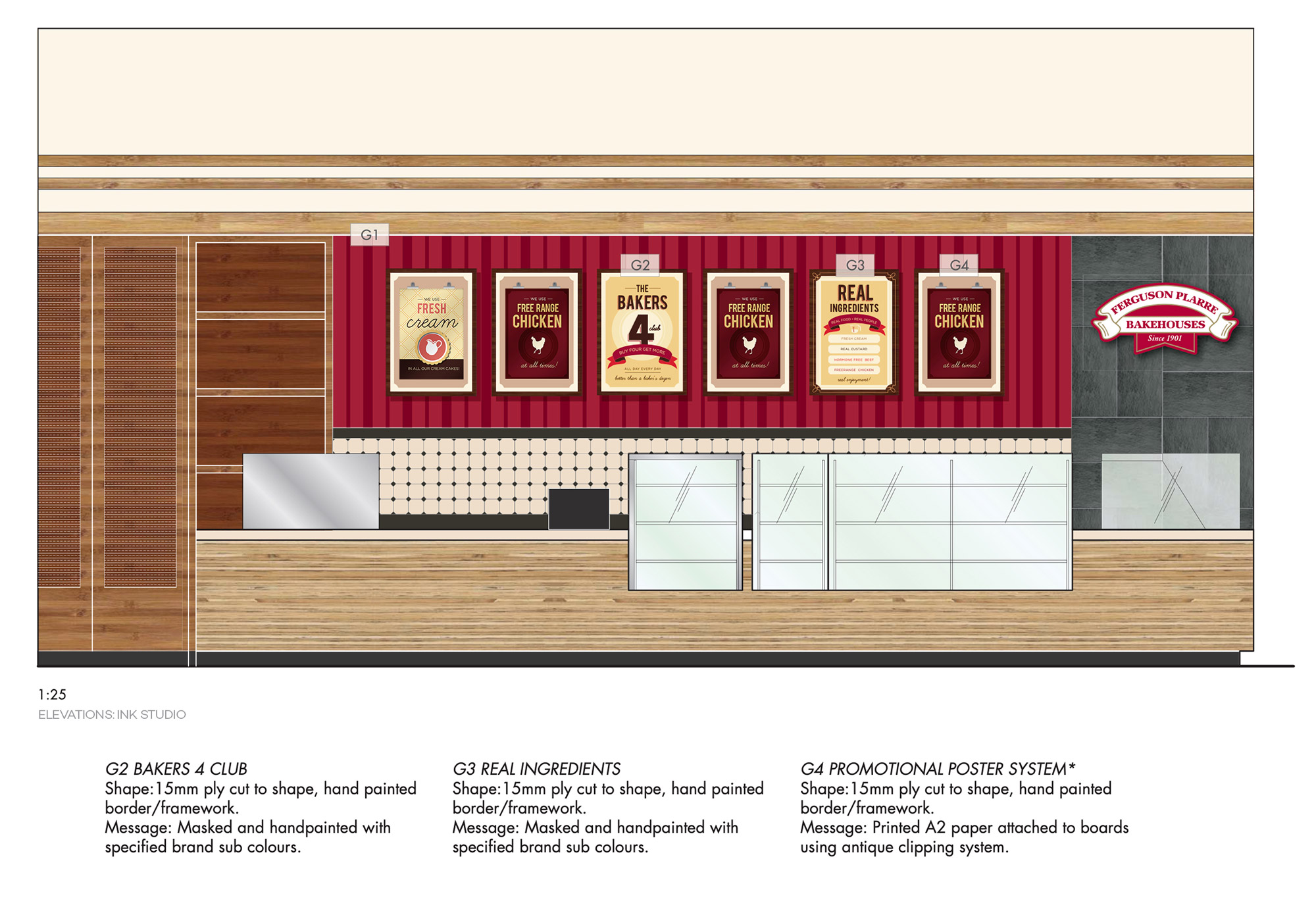 In-store elevation of poster design and point of sale design for bakery on Mornington Peninsula Victoria