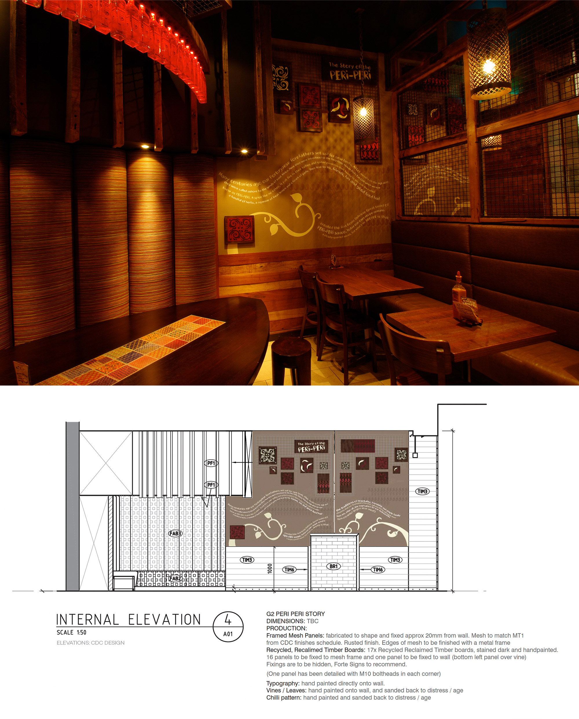 Restaurant graphics designed for interior of Nando's restaurant