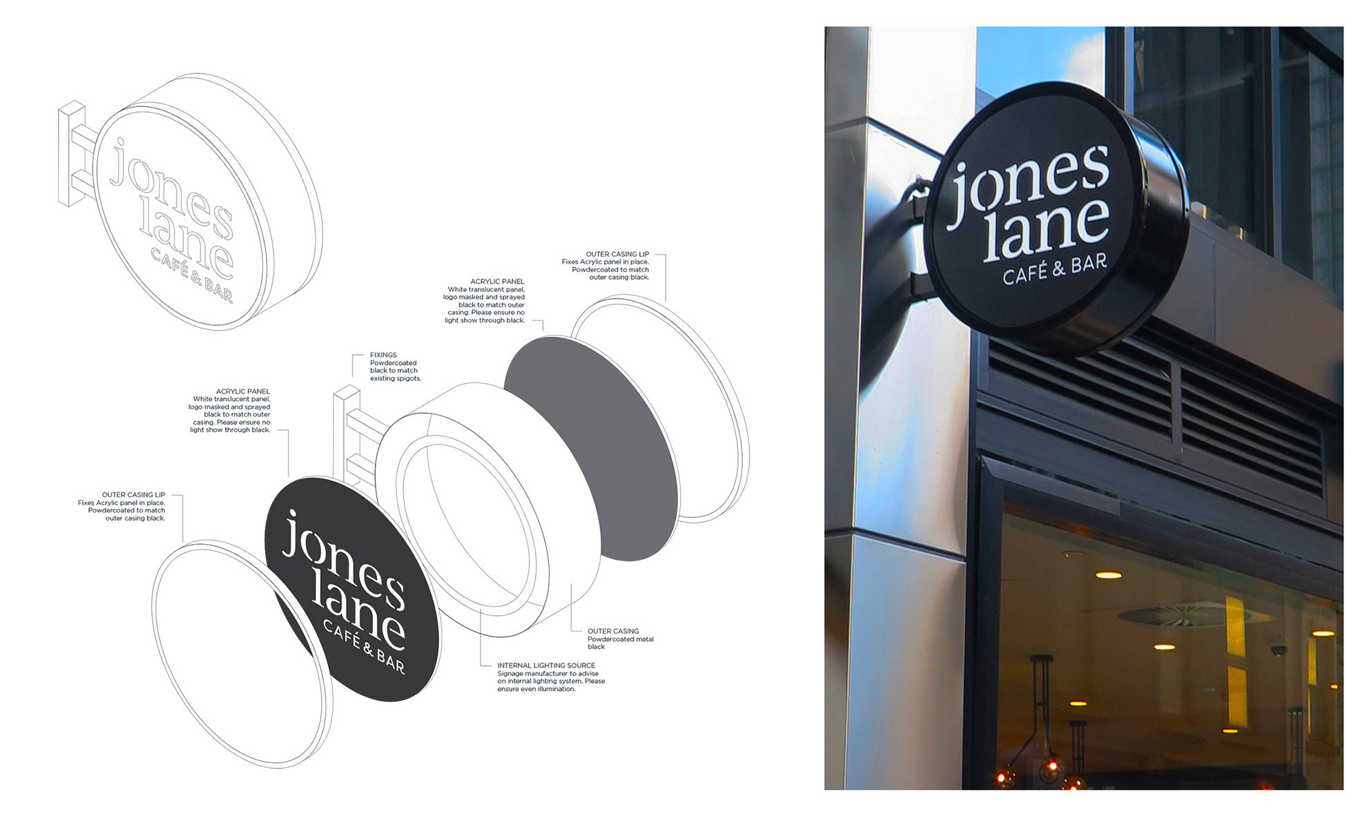 Jones Lane Cafe signage design