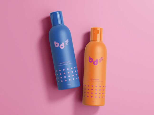 bottle label design with bdr brand applied